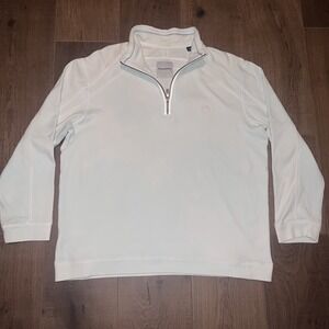 Tommy Bahama Men's White Quarter Zip Pima Cotton Sweater Golf Casual Size L